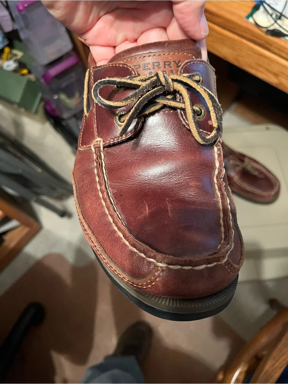 Men's Sperry 9 1/2 M Brown Leather Boat Shoes